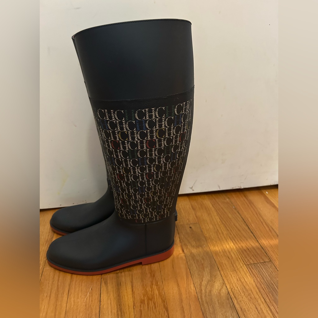 Ch Carolina Herrera Navy Blue Ch Logo Rain Boots Eu39 Brand New Without TagBox